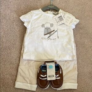 Absorba Baby Elephant Outfit with Brown Shoes